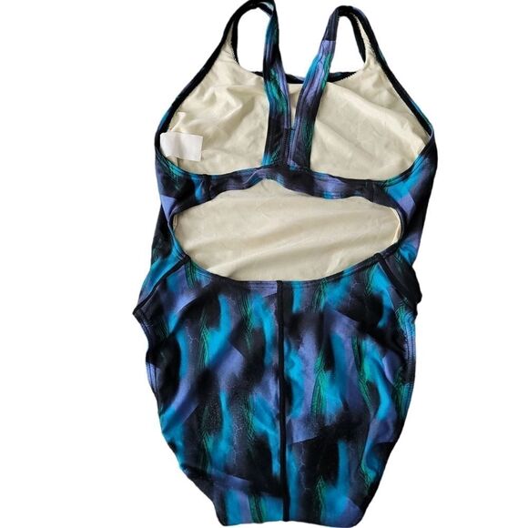 Speedo Blue and Black Women's One-Piece Swimsuit Sz 8 - Picture 2 of 9